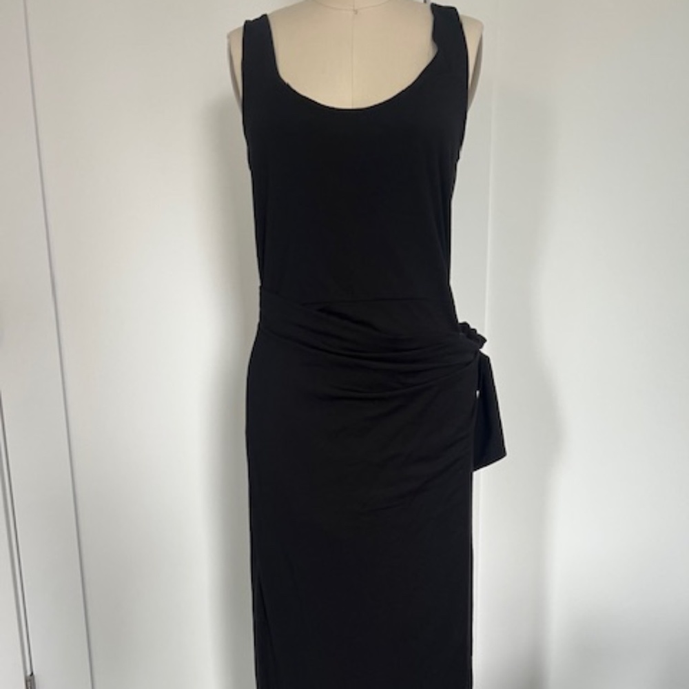 Vince Scoop Neck Wrap Black Tank Dress
